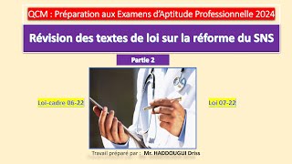 Réforme du SNS Révision des textes de loi Préparation aux Examens d’Aptitude Professionnelle 2024 [upl. by Cardwell550]