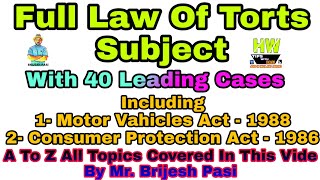 A To Z Law Of Torts Lecture With 40 Cases MVAct1988 CPAct1986 [upl. by Rramed]