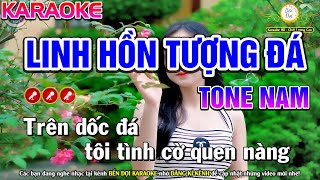 Linh Hồn Tượng Đá Karaoke Nhạc Sống Tone Nam  Bến Đợi Karaoke [upl. by Grefer]