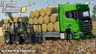 Baling straw amp stacking bales in hayloft  Animals on Stappenbach  Farming Simulator 19  Episode 4 [upl. by Wolgast]