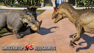 Jurassic World Evolution  Sinoceratops amp Allosaurus Breakout amp Fight 1080p 60FPS [upl. by Nirrep]