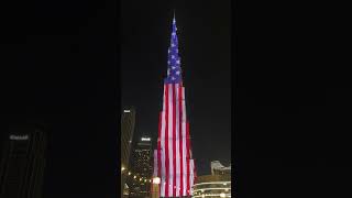 Happy 4th of July Burj Khalifa lights up USA flag USA Independence Day 2024 🇺🇸 [upl. by Ydnerb437]