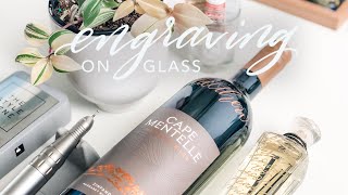 HOW I HAND ENGRAVE ON GLASS  Calligraphy engraving on wine bottles with Ink Me This engraver [upl. by Wie]