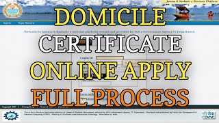 How to Apply Domicile Certificate Online in JampK in 2022  Domicile certificate kaise banaye jammu [upl. by Nevag]