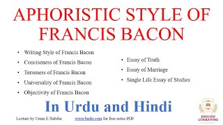 Aphoristic Style of Frances Bacon What is a Aphoristic Style Aphoristic Style of Bacon in essays [upl. by Eaver]