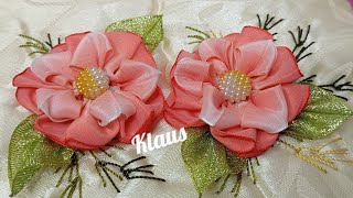 302 FLOR DE LISTÓN BÁSICA HOW TO MAKE FLOWERSDIY FABRIC FLOWERSRIBBON FLOWERS [upl. by Imij64]