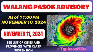 WALANG PASOK UPDATES November 11 2024 Typhoon Nika [upl. by Eifos]