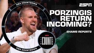 Shams Charania Celtics targeting a December return for Kristaps Porzingis 👀  NBA Countdown [upl. by Nissa]