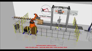 Robot de palettisation de carton avec Banderoleuse  30Cartonmin [upl. by Miner]