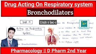 Bronchodilators  U7 lec1  Drug Acting On Respiratory system  Pharmacology D Pharm2nd Year [upl. by Ynnoj]