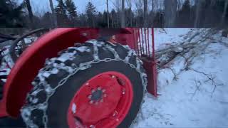 Logging with Kubota M5660 tractor and Norse 490 winch [upl. by Ynalem464]