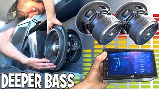 DEEPER BASS w 2 10quot Subwoofers Installing NEW Car Audio Head Unit  How To Set Speaker Crossovers [upl. by Annahahs466]