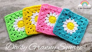 Crochet Daisy Granny Square  Easy Daisy Granny Square Tutorial for Beginners [upl. by Ahseken875]