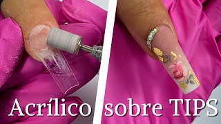 APRENDE a Aplicar ACRILICO Sobre TIPS  como poner Tips en las uñas  uñas acrílicas  tendencia [upl. by Ayotal]