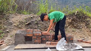 Poor boy  Building a multipurpose kitchen with bricks  Take care of the pet [upl. by Aay]