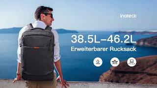 Inateck 385462 L Reiserucksack erweiterbarer Handgepäck Rucksack spritzwassergeschützt BP03006 [upl. by Rolandson]