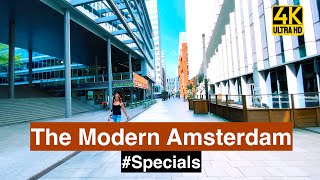 Modern Amsterdam 🇳🇱Travel Tour 4K Walking in Zuidas  The Netherlands  Ambient City Sounds Walk [upl. by Llenej904]