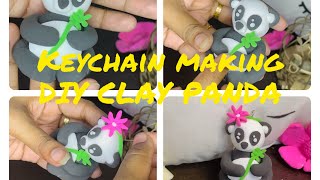 Clay art  super clay Panda  keychain making diy clayart superclay youtubeindia [upl. by Miquela]