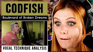 Vocal Coach Reacts to BEATBOX CODFISH  “Boulevard Of Broken Dreams” Analysis [upl. by Sorgalim]