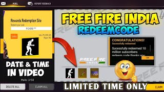 TODAY REDEEM CODE IN FREE FIRE  FREE FIRE INDIA RETURN DATE  FF REDEEM CODE [upl. by Rea]