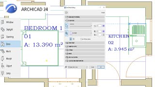 ArchiCAD 24 Tutorial How to use Zone tool in ArchiCAD 24 project for more information [upl. by Eecram]