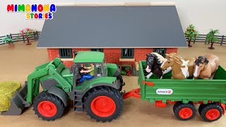 Establo Tractor Caballos Yeguas y Potrillos 🐴🐴 Sonidos 🎶 Videos para niños ✨ Mimonona Stories [upl. by Ssur719]