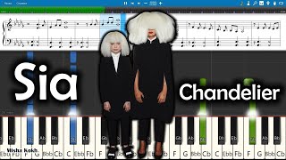 Sia  Chandelier Piano Tutorial  Sheets  MIDI Synthesia [upl. by Joed737]