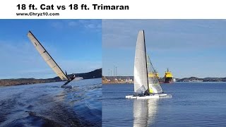 18 ft cat vs 18 ft tri Halloween sailing [upl. by Crescentia]