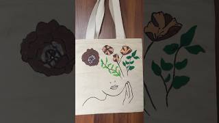 Easy painting on tote bags 💼 youtubeshorts paintingstyle totebags viralvideo trending art [upl. by Felise]