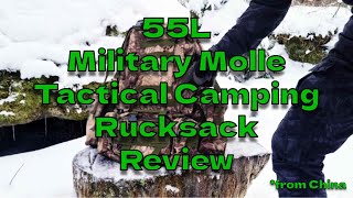 55L Military MOLLE Tactical Camping Outdoor Rucksack Review [upl. by Dodds]