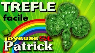 Comment faire un Trèfle a 3 4 feuilles avec des élastiques rainbow loom francais Saint Patrick Day [upl. by Enirehs532]