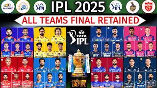 IPL 2025 All Teams Retained Players list  All Retained Players in IPL 2025  Retained Players 2025 [upl. by Yltsew582]