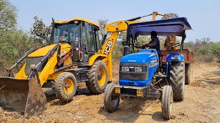 Jcb 3dx Machine Loading Red Mud In Mahindra 415 DI Tractor and Sonalika Tractor  Jcb Video [upl. by Nellac]