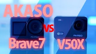 AKASO Brave7 vs V50X アクションカメラ比較 [upl. by Ynnaf]