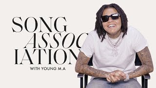 Young MA Raps 2Pac The Notorious BIG and quotOOOUUUquot in a Game of Song Association  ELLE [upl. by Fitz]