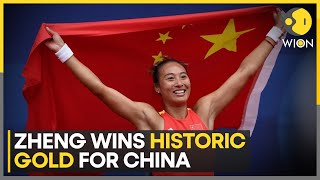 Paris Olympics 2024  Tennis Zheng beats Vekic to win historic gold for China  WION [upl. by Egroej]