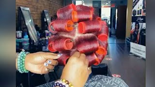 Roller Set And Color Fun On Natural Hair  How To Straighten Natural Hair Without Heat Damaged [upl. by Gruber]