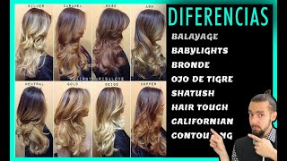 👉 Tipos de Mechas☝️LAS MEJORES MECHAS 👱‍♀‍ BALAYAGE vs CALIFORNIANAS vs OJO DE TIGRE vs CONTOURING [upl. by Euqinay]