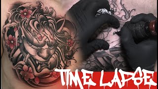 Hannya mask  Tattoo time lapse [upl. by Kirch]