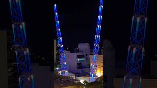 Slingshot ride in the Gold Coast QLD lights up the night night vibes adrenaline vacation scary [upl. by Konstance]