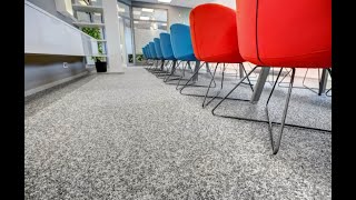 How to apply Stone carpet GRANULITE FLOOR ECOLANIC Epoxy Natural Stone Flooring [upl. by Enyluqcaj]