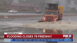 SR78 In Oceanside Partially Reopens After Flooding Heavy Rain [upl. by Salguod]