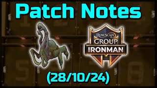 Patch Notes Minigames amp Ironmen 281024 [upl. by Donielle]