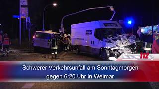 Transporter erfasst Taxi Drei Schwerverletzte in Weimar [upl. by Mayeda]