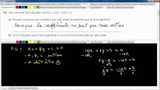 Secondaire 4 SN CST Québec Forme fonctionnelle et forme générale de léquation dune droite [upl. by Hsan]