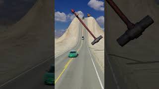 Giant Hammer vs Car Crush  BeamNG Drive beamngdrive beamng [upl. by Bunker445]