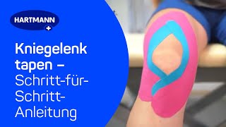 Kniegelenk tapen Anwendung DermaPlast® ACTIVE Kinesiologisches Tape [upl. by Eleynad89]