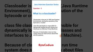 What is Classloader  Java Interview Questions Series 3  javainterview shorts jvm [upl. by Amedeo428]