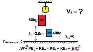 Physics 8 Work Energy and Power 26 of 37 A pulley with two weights [upl. by Aneehc]