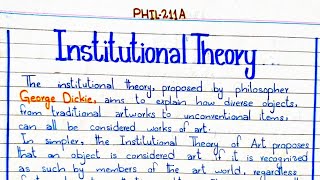 Institutional Theory PHIL211A 3rdsemester pu [upl. by Jepum]